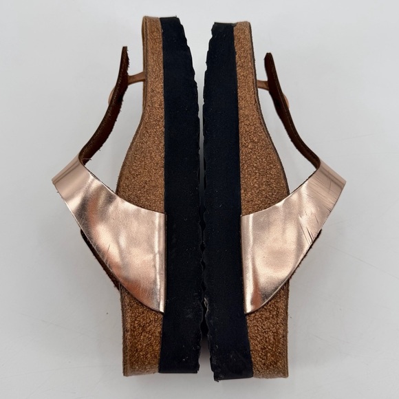 Birkenstock Papillio Gizeh Rose Gold Chrome Platform Sandals 38 FLAW main image 6
